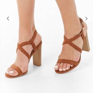 NWOT Forever 21 Faux Suede Braided Strap Heels